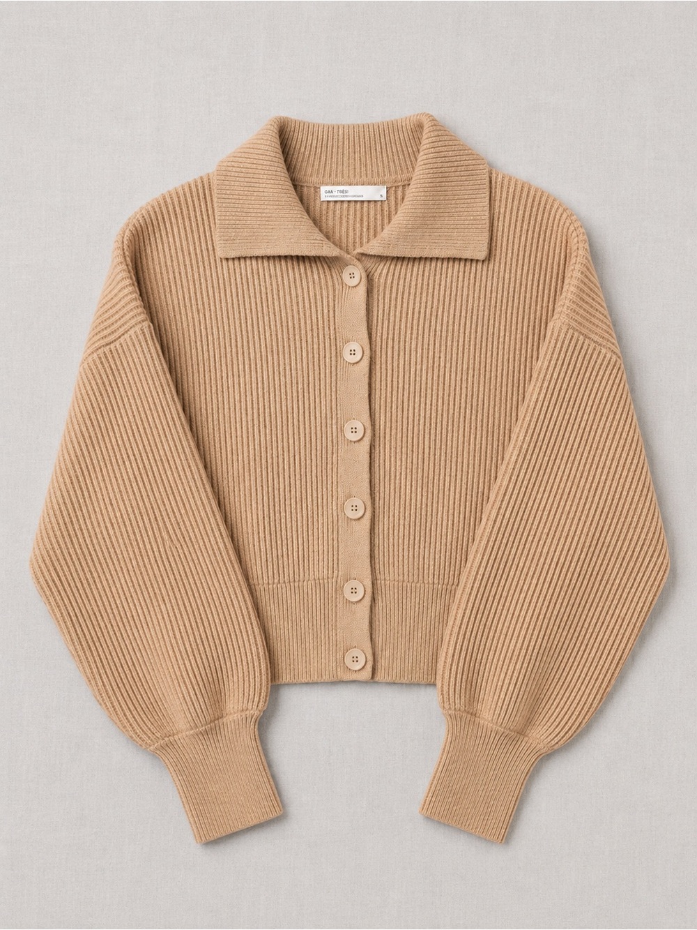 OAK + FORT Ribbed Button-Up Cardigan - Beige - Picture 2 of 6